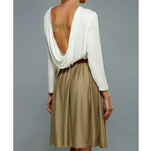 Dresses & Skirts - Long Sleeve Draped Back Dress